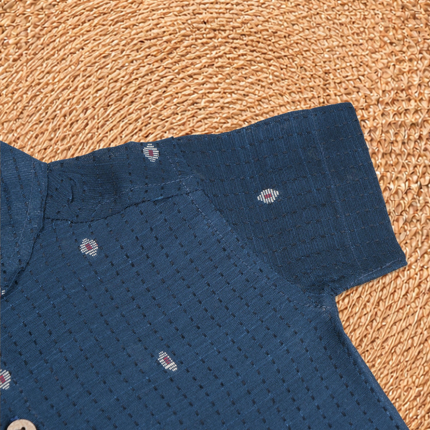 Elegant blue silk cotton shirt with classic dhoti—ideal for festive and traditional occasions.