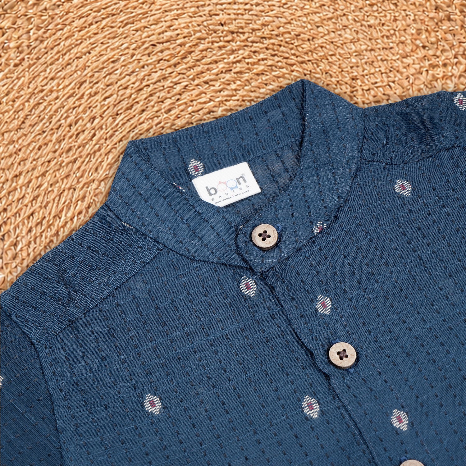 Elegant blue silk cotton shirt with classic dhoti—ideal for festive and traditional occasions.