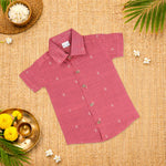 Elegant handloom silk cotton shirt with optional dhoti set for boys—perfect for festive and traditional occasions.