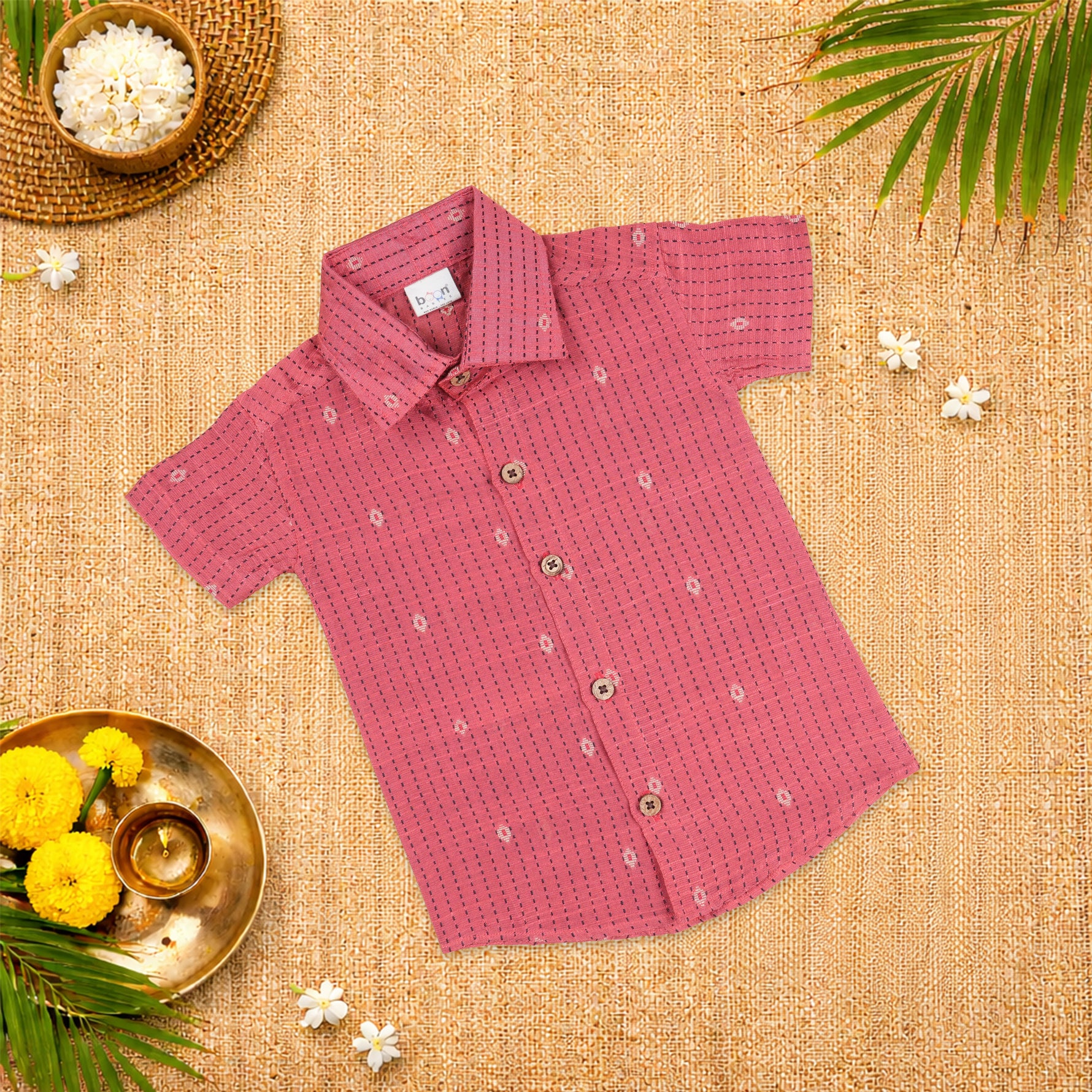 Elegant handloom silk cotton shirt with optional dhoti set for boys—perfect for festive and traditional occasions.