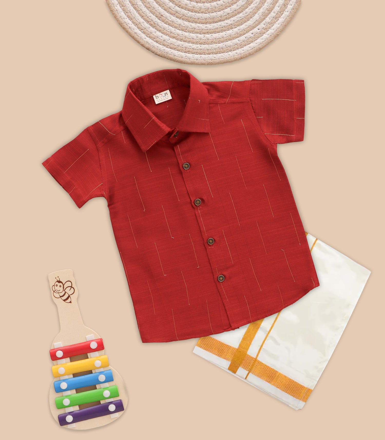 Boys Ethnic Drop Line Shirt & Dhoti Set – Festive Silk Collection