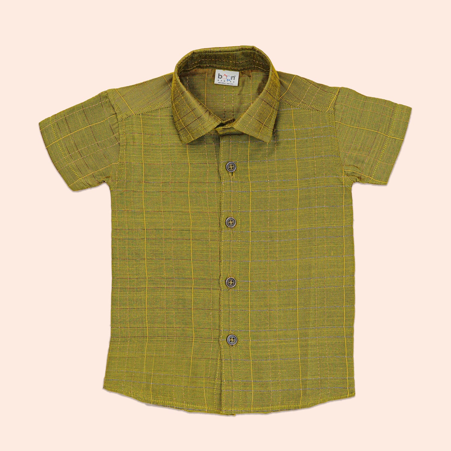 Olive Gold Silk Heritage Check Shirt for Boys