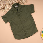 Lightweight solid Popcorn shirt for boys by Boon Babies, casual polycotton design with regular collar for kids aged 6 months to 5 years.
