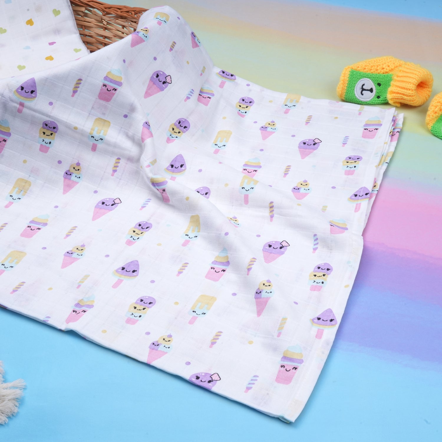 Muslin Swaddle Blanket (100x100 cm) | Soft Breathable Baby Swaddle Printed Wrap