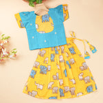 Boon Babies ethnic top and skirt set for babies featuring an elephant charm design, colorful and traditional clothing for infants.