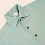 Boys cotton printed shirt with straight collar by Boon Babies, featuring colorful pattern and button front for casual wear.