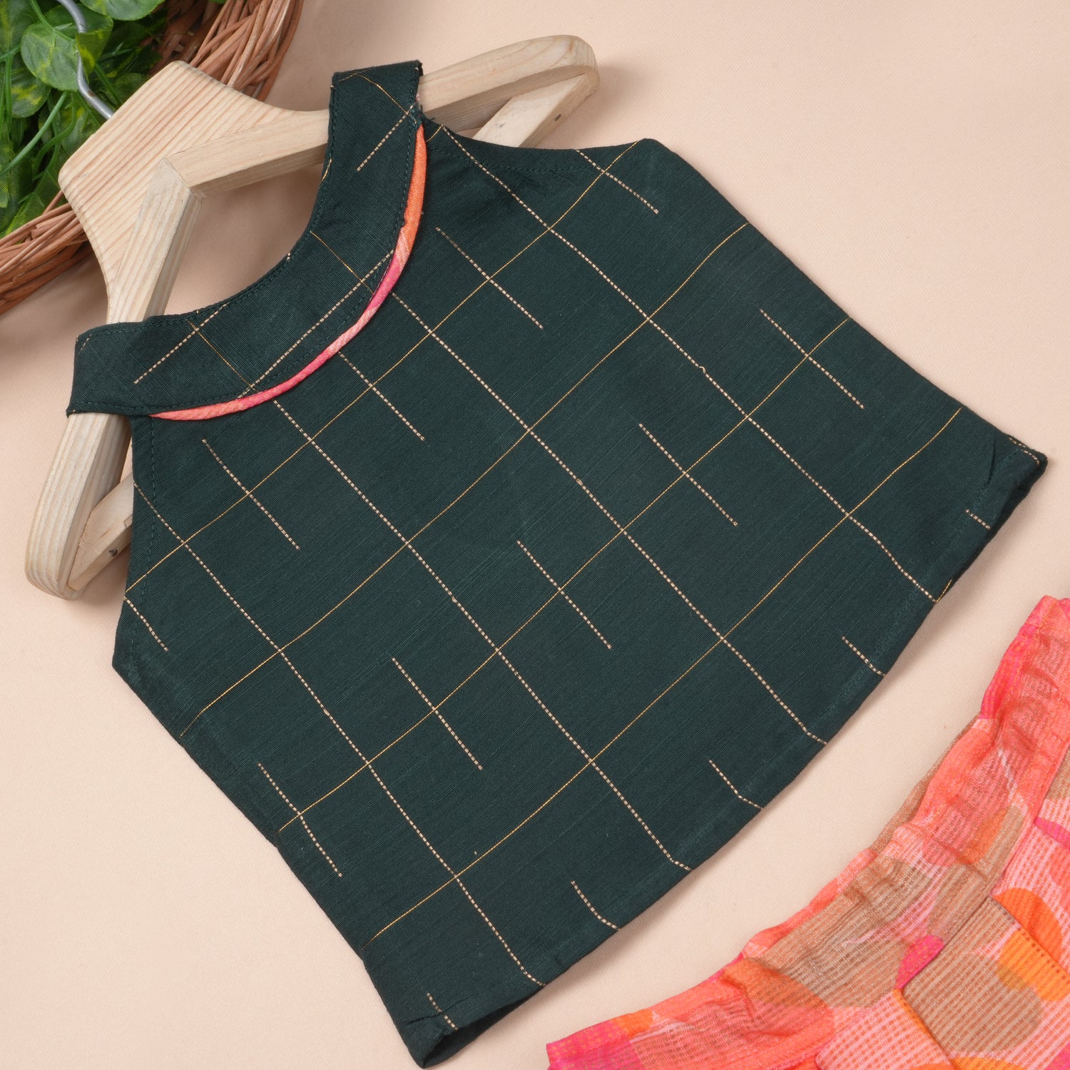 Girls Raw Silk & Kota Cotton Skirt Set