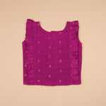 Classic silk top and skirt set for girls featuring a traditional design, soft fabric, and comfortable flared fit—perfect for ethnic and outdoor wear.