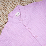 Lightweight solid popcorn shirt for boys by Boon Babies, casual polycotton shirt for kids ages 6 months to 5 years.