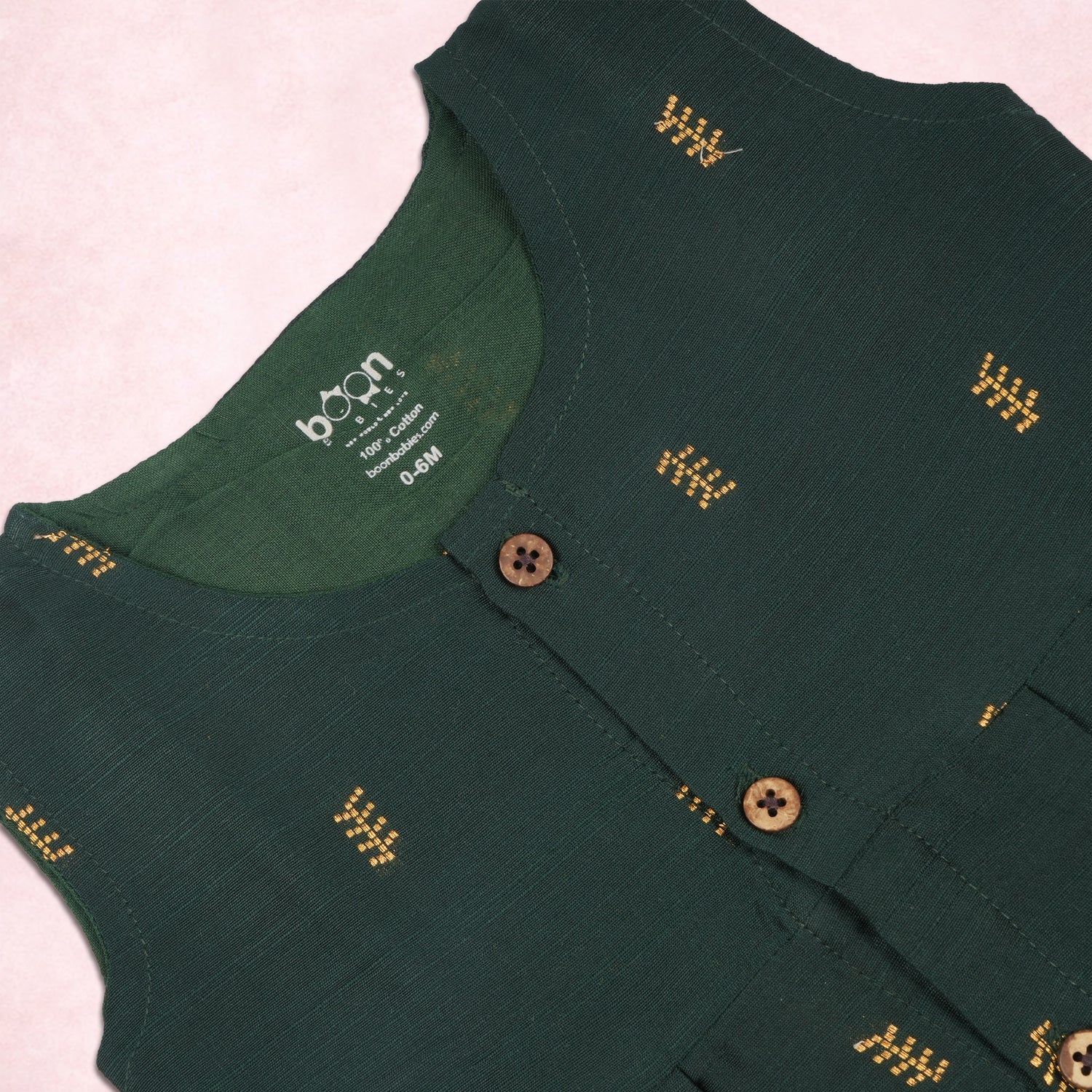 Premium Ethnic Sleeveless Frock for Baby Girls - Green