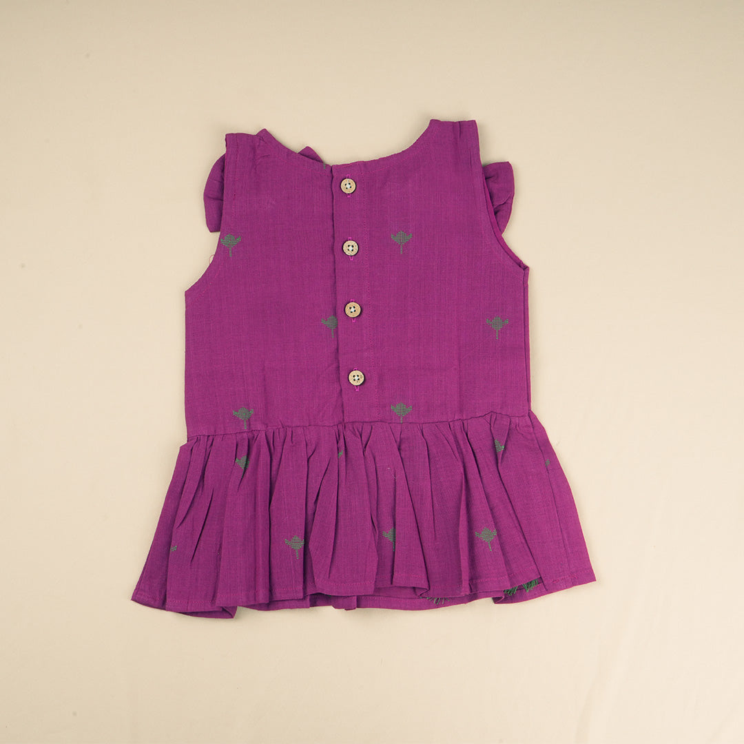 Girls purple sleeveless co-ord set by Boon Babies, featuring a stylish top and matching pants, perfect for casual wear.
