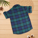 Soft and breathable cotton checked shirt for boys with a classic collar—perfect for casual and outdoor wear.