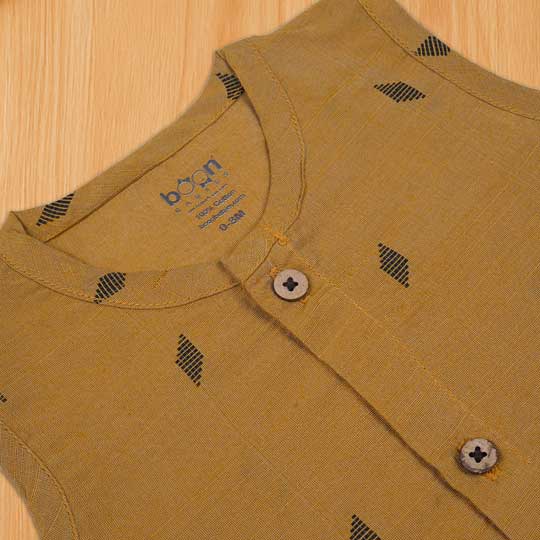 Mustard Ethnic Jabla with Wooden Buttons – Soft & Traditional