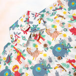 Pink Jaipur cotton jungle animal print shirt and shorts set for kids by Boon Babies, featuring a straight collar and summer style.
