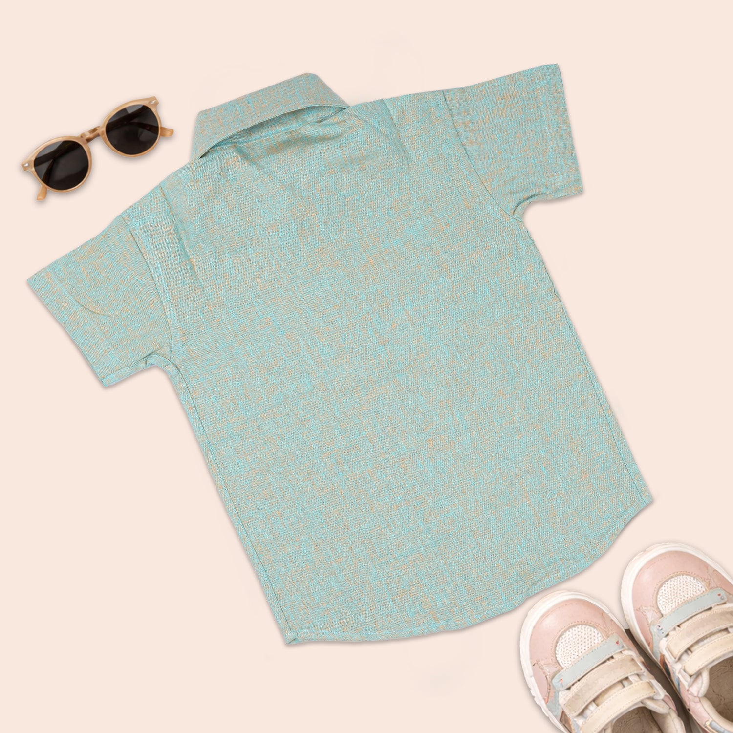 Boys straight collar cotton printed shirt by Boon Babies featuring colorful patterns and a classic design.