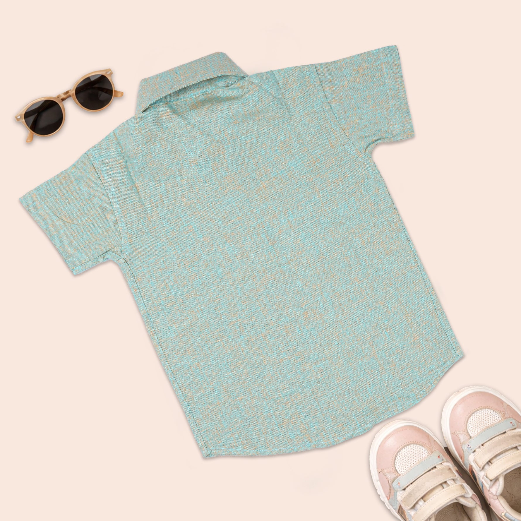 Boys straight collar cotton printed shirt by Boon Babies featuring colorful patterns and a classic design.