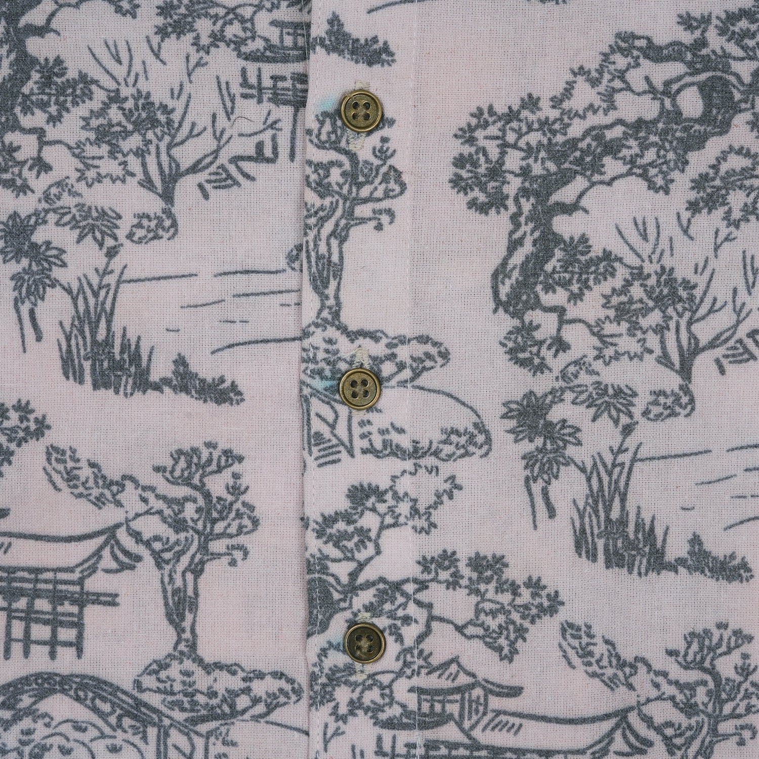 Boys Cotton Mandarin Collar Scenic Printed Shirt