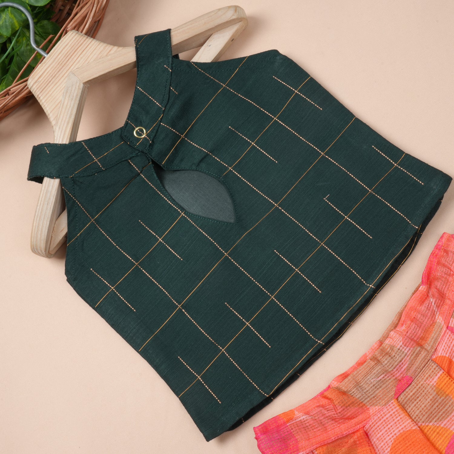 Girls Raw Silk & Kota Cotton Skirt Set