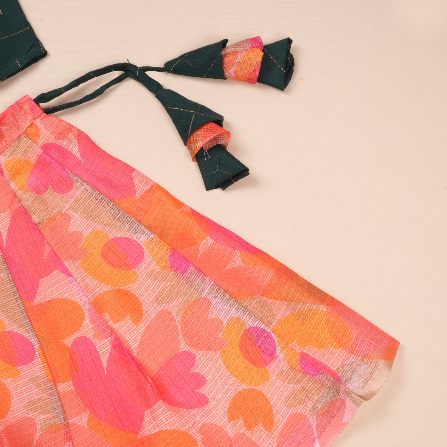 Girls Raw Silk & Kota Cotton Skirt Set