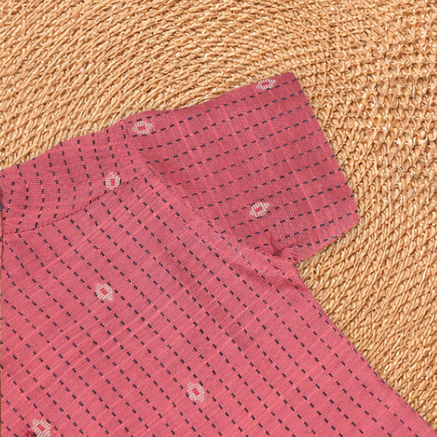 Elegant pink silk cotton shirt paired with classic dhoti—perfect for festive and traditional occasions.
