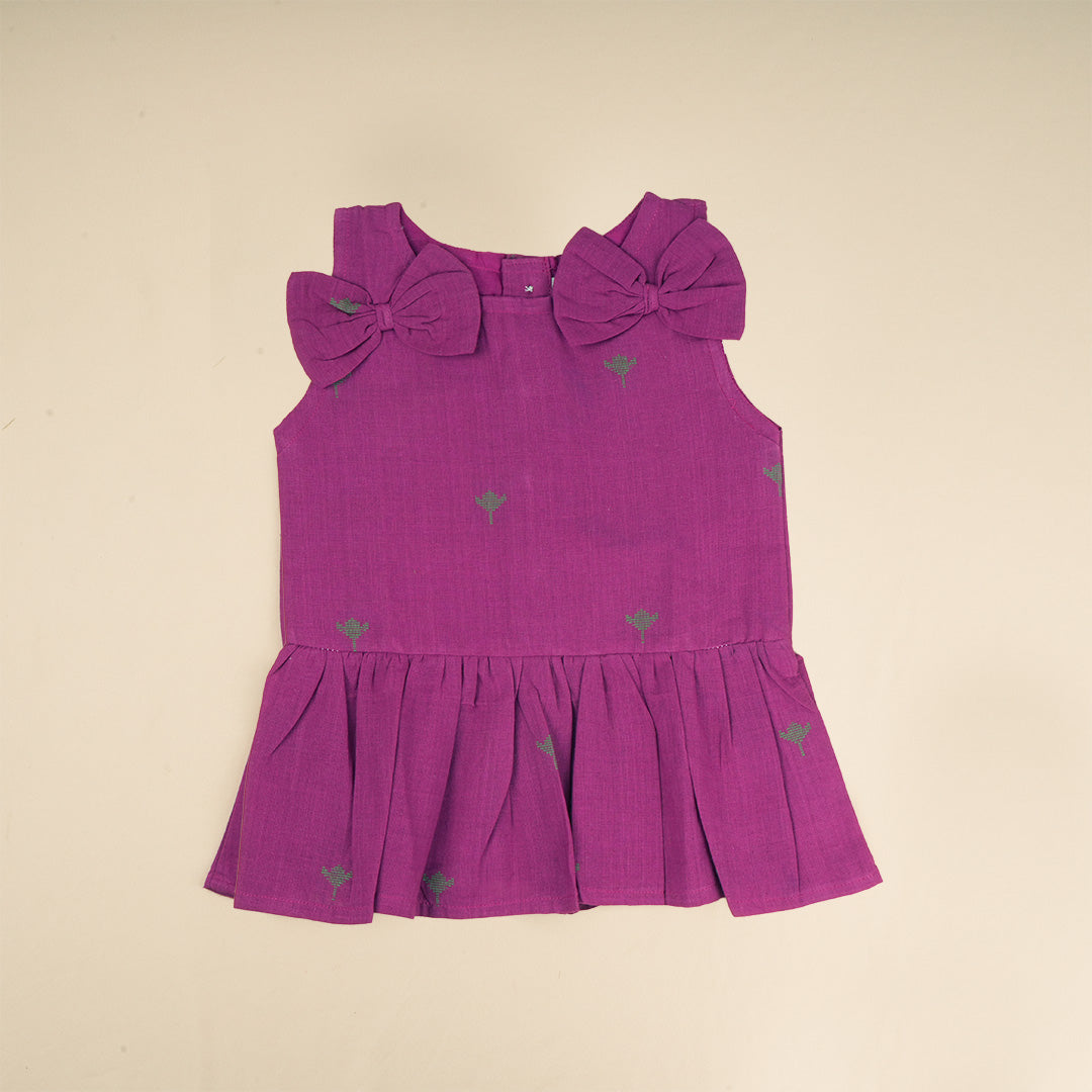 Girls purple sleeveless co-ord set with matching pants from Boon Babies, featuring a comfortable sleeveless top and stylish pants.