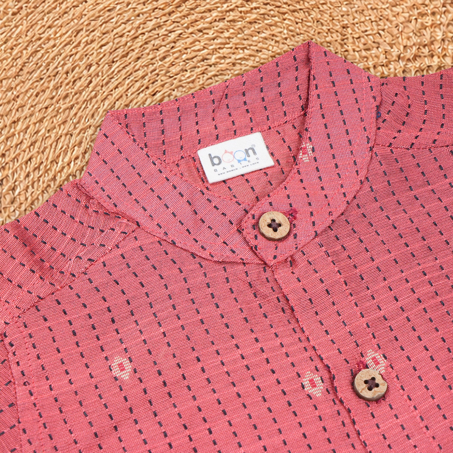 Elegant pink silk cotton shirt paired with classic dhoti—perfect for festive and traditional occasions.