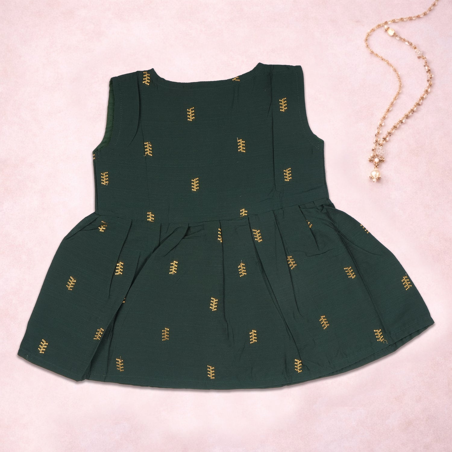 Premium Ethnic Sleeveless Frock for Baby Girls - Green
