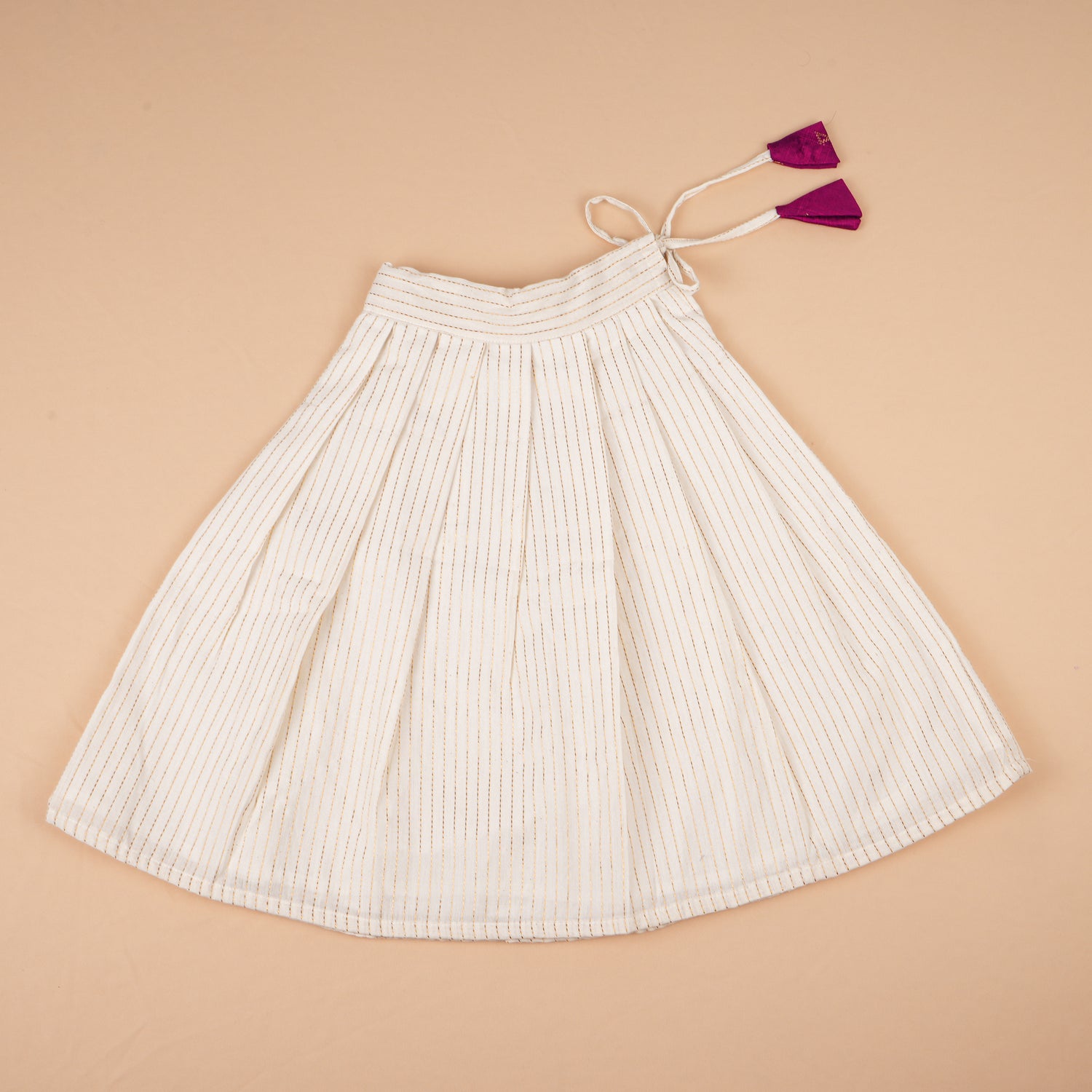 Classic silk top and skirt set for girls featuring a traditional design, soft fabric, and comfortable flared fit—perfect for ethnic and outdoor wear.