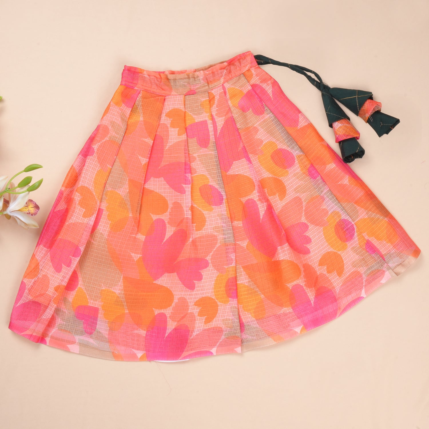 Girls Raw Silk & Kota Cotton Skirt Set