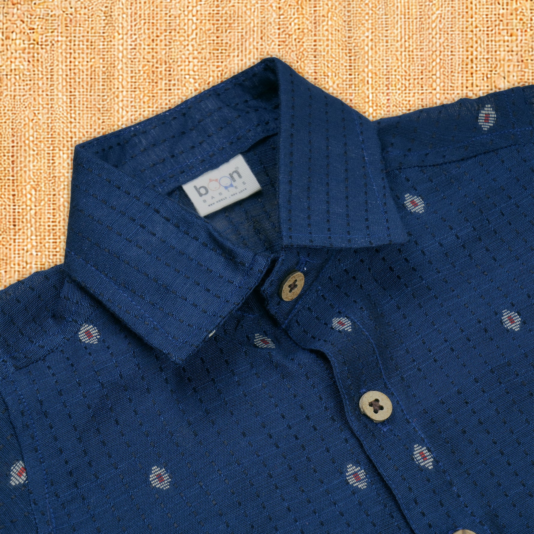Classic navy blue handloom silk cotton shirt with optional dhoti—an elegant festive outfit for boys.