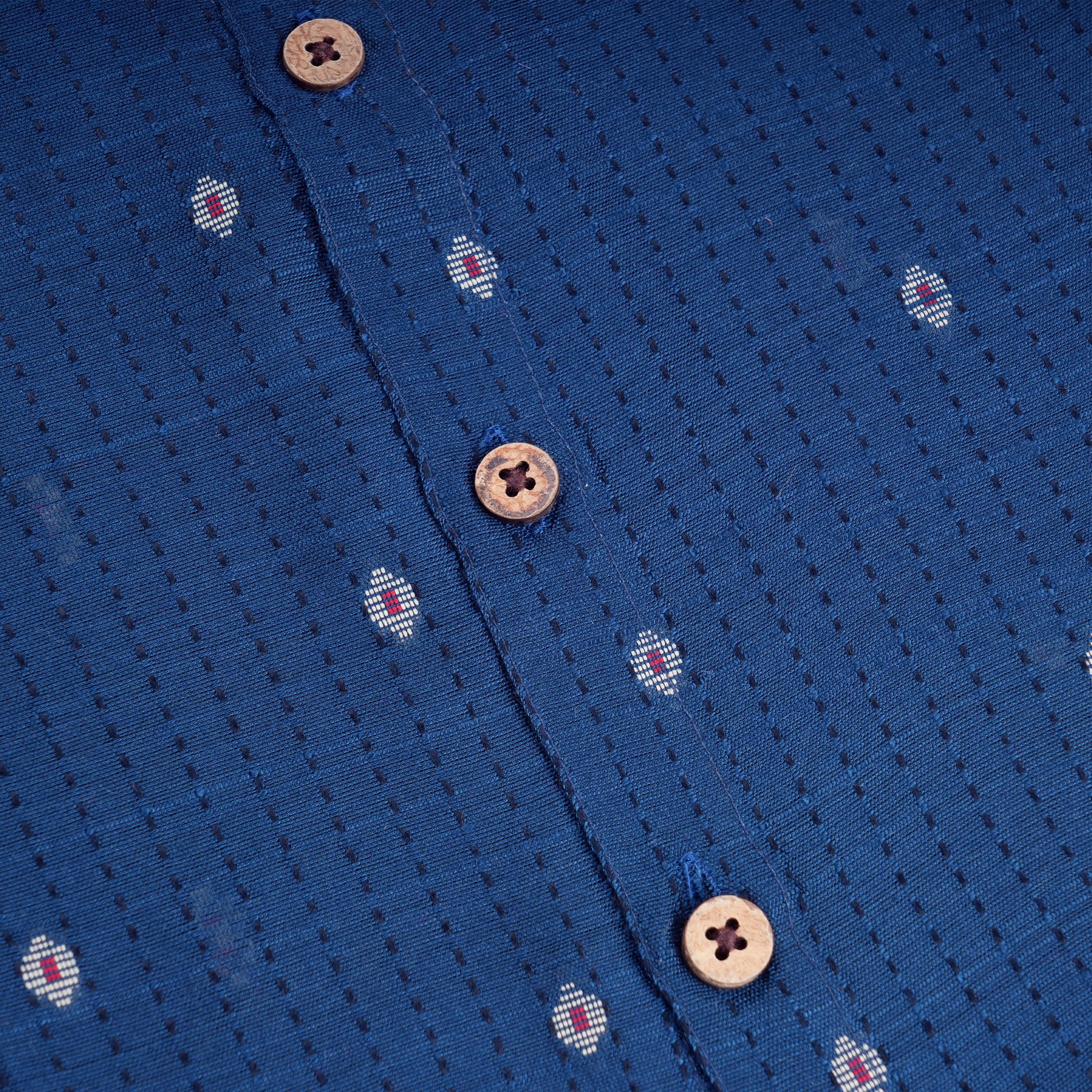 Classic navy blue handloom silk cotton shirt with optional dhoti—an elegant festive outfit for boys.