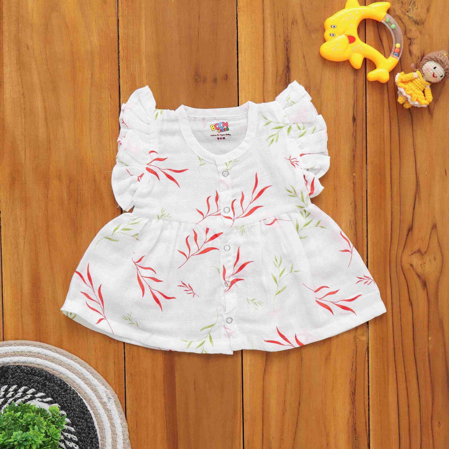 Playful Prints Set: Baby Frock with Matching Underwear and Cap