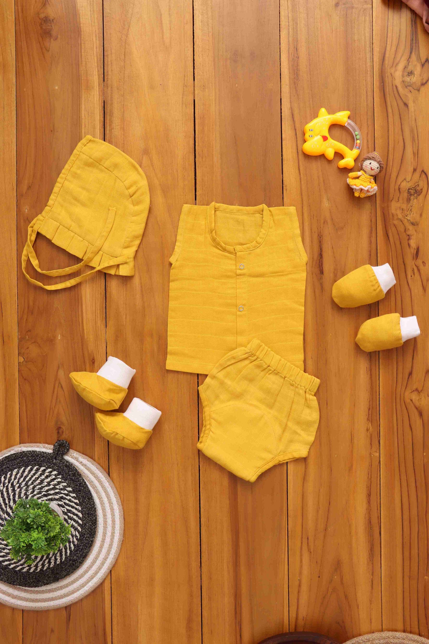 Essential Comfort Set: Solid Colored Baby Jabla with Matching Underwear and Capset