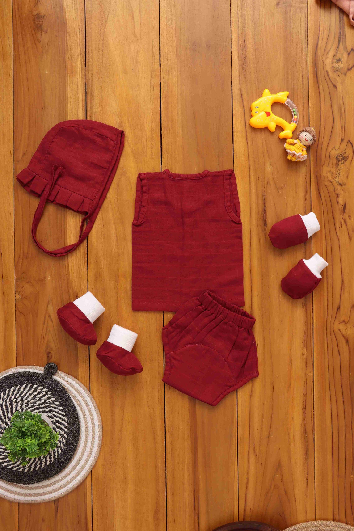 Essential Comfort Set: Solid Colored Baby Jabla with Matching Underwear and Capset