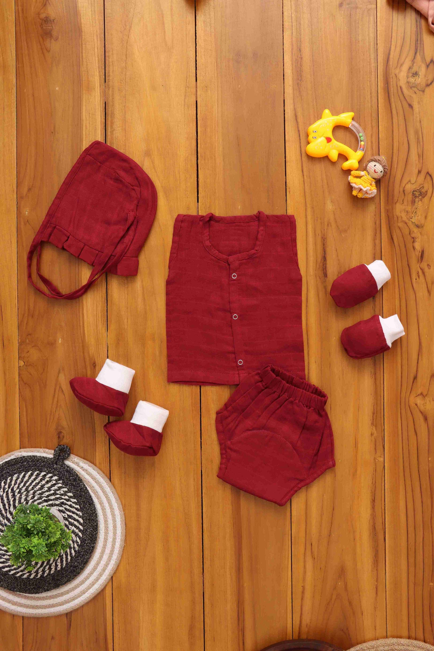 Essential Comfort Set: Solid Colored Baby Jabla with Matching Underwear and Capset