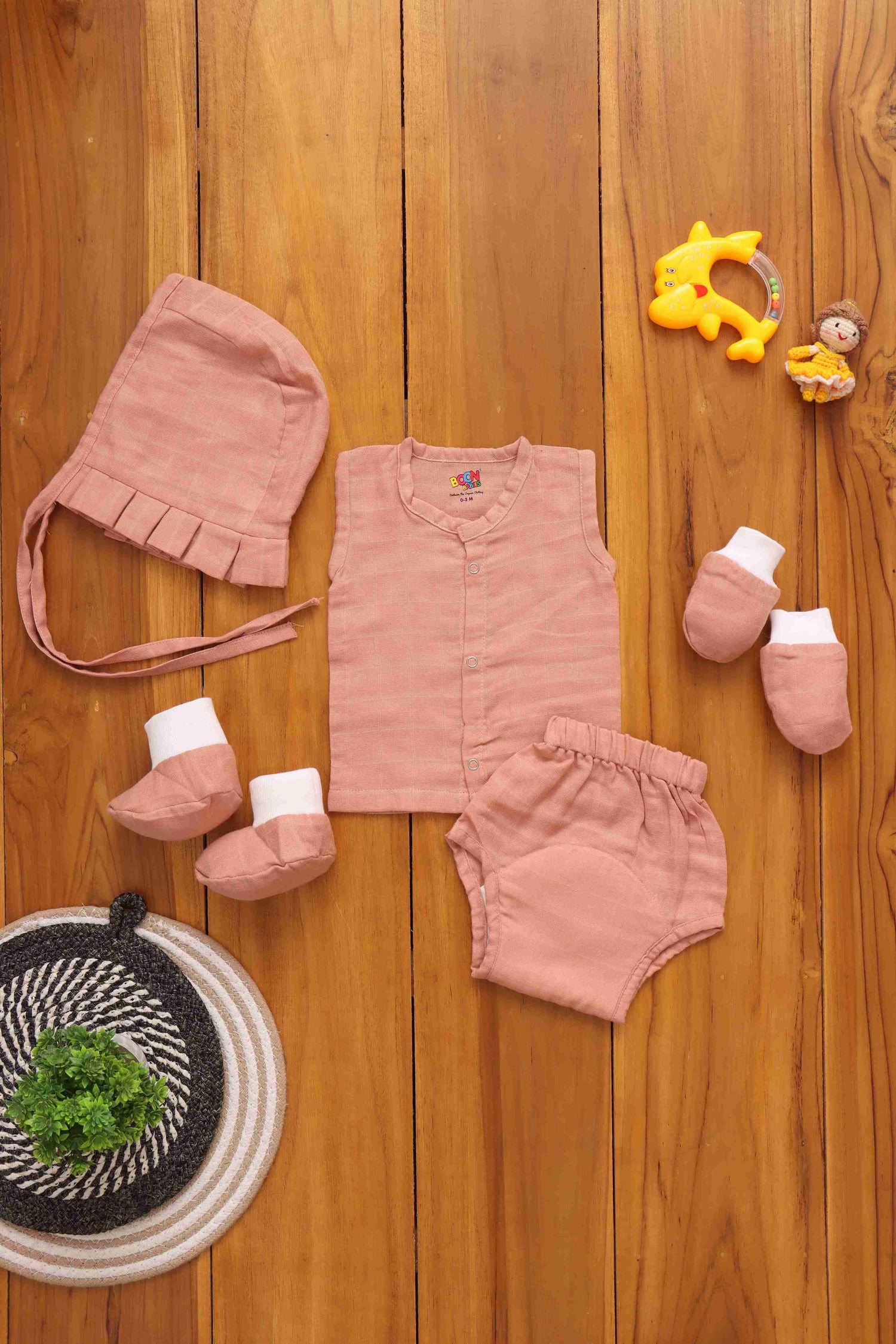 Essential Comfort Set: Solid Colored Baby Jabla with Matching Underwear and Capset