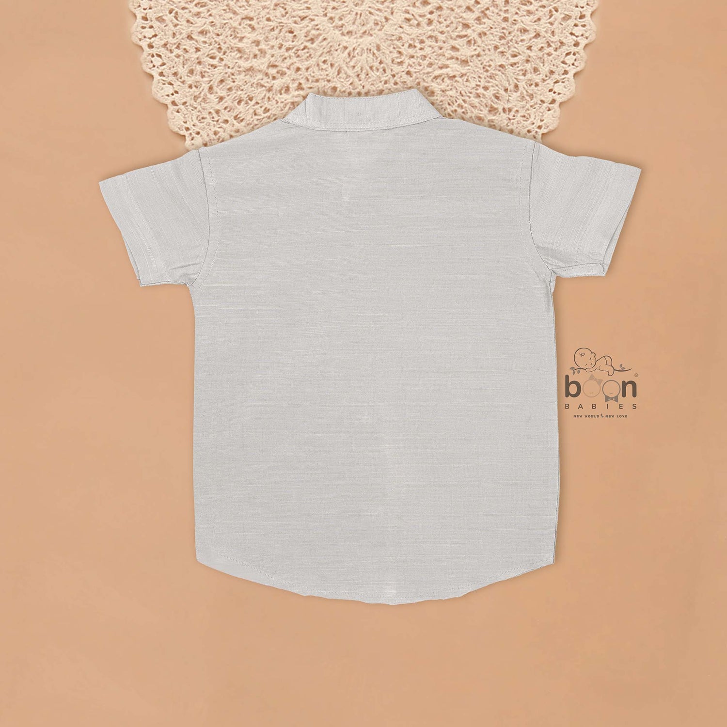 Grey Silk Shirt for Boys – Elegant Festive Panel Wear