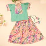 Mint floral ethnic skirt set for girls featuring a traditional top and matching skirt by Boon Babies.