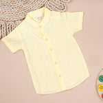 Lightweight solid popcorn shirt for boys by Boon Babies, casual polycotton kids' shirt in sizes 6 months to 5 years.