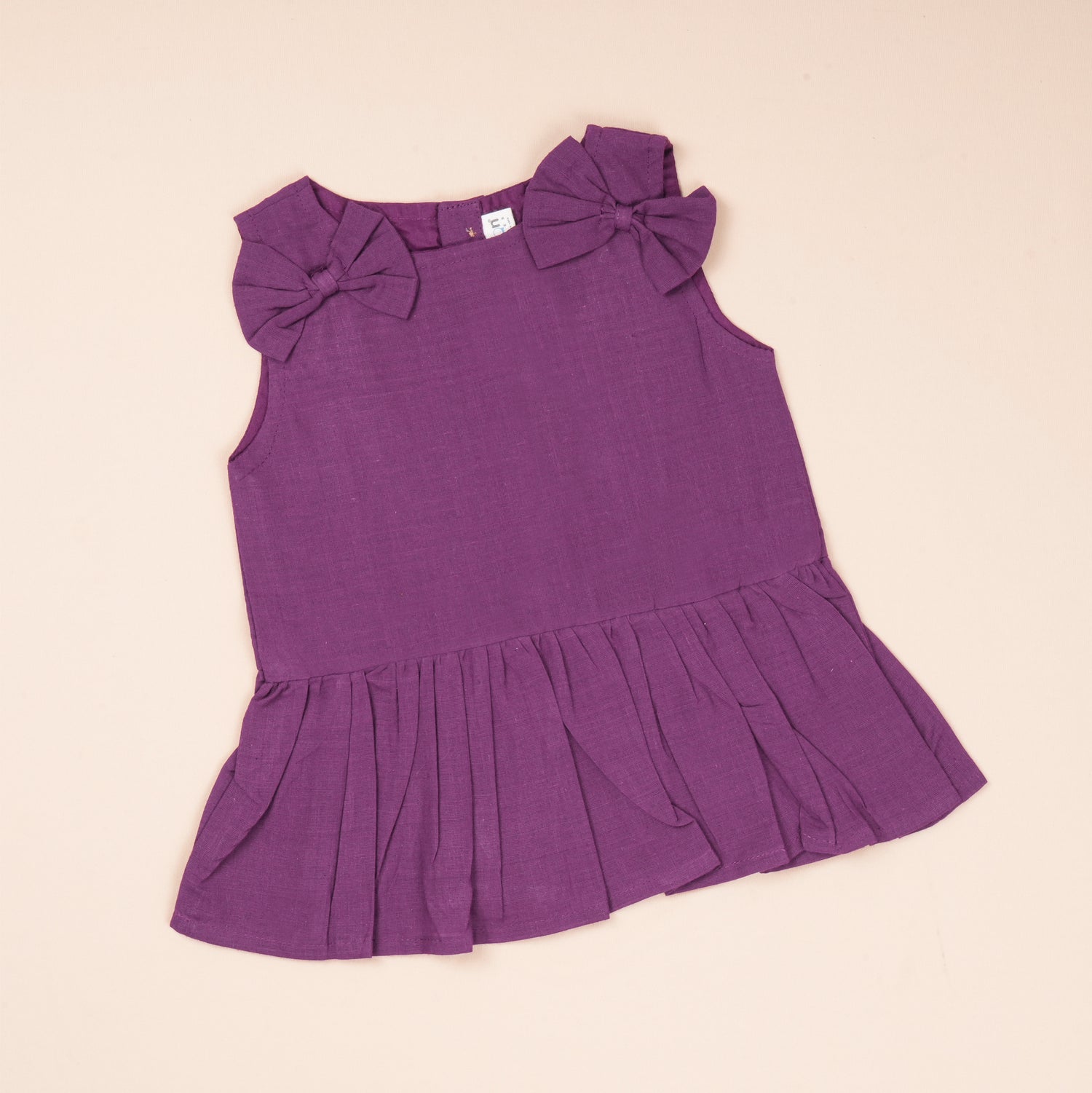 Purple Handloom Cotton Girls Peplum Top & Pant Set (1–6 Years)