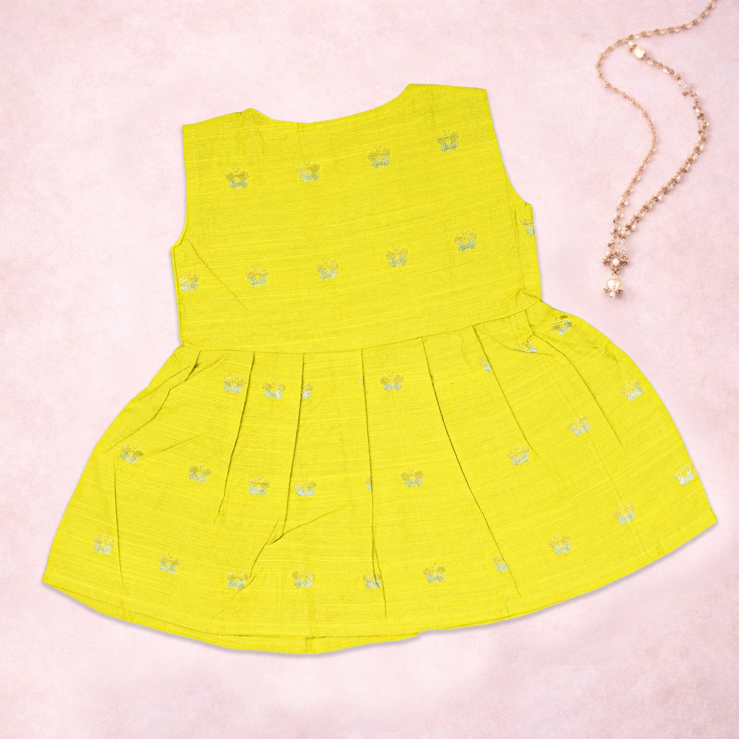 Premium Ethnic Sleeveless Frock for Baby Girls - Lime Green