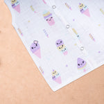 Soft printed sleeveless muslin jabla for babies aged 0-12 months, breathable cotton newborn wear by Boon Babies.