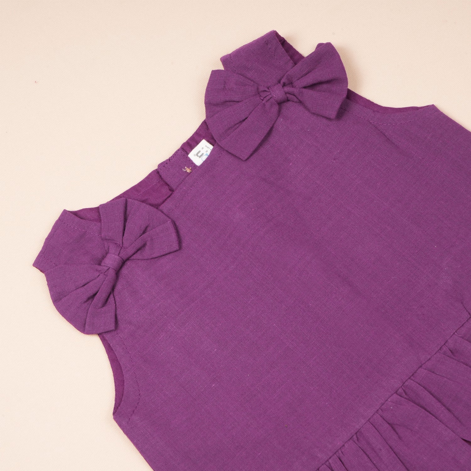 Purple Handloom Cotton Girls Peplum Top & Pant Set (1–6 Years)