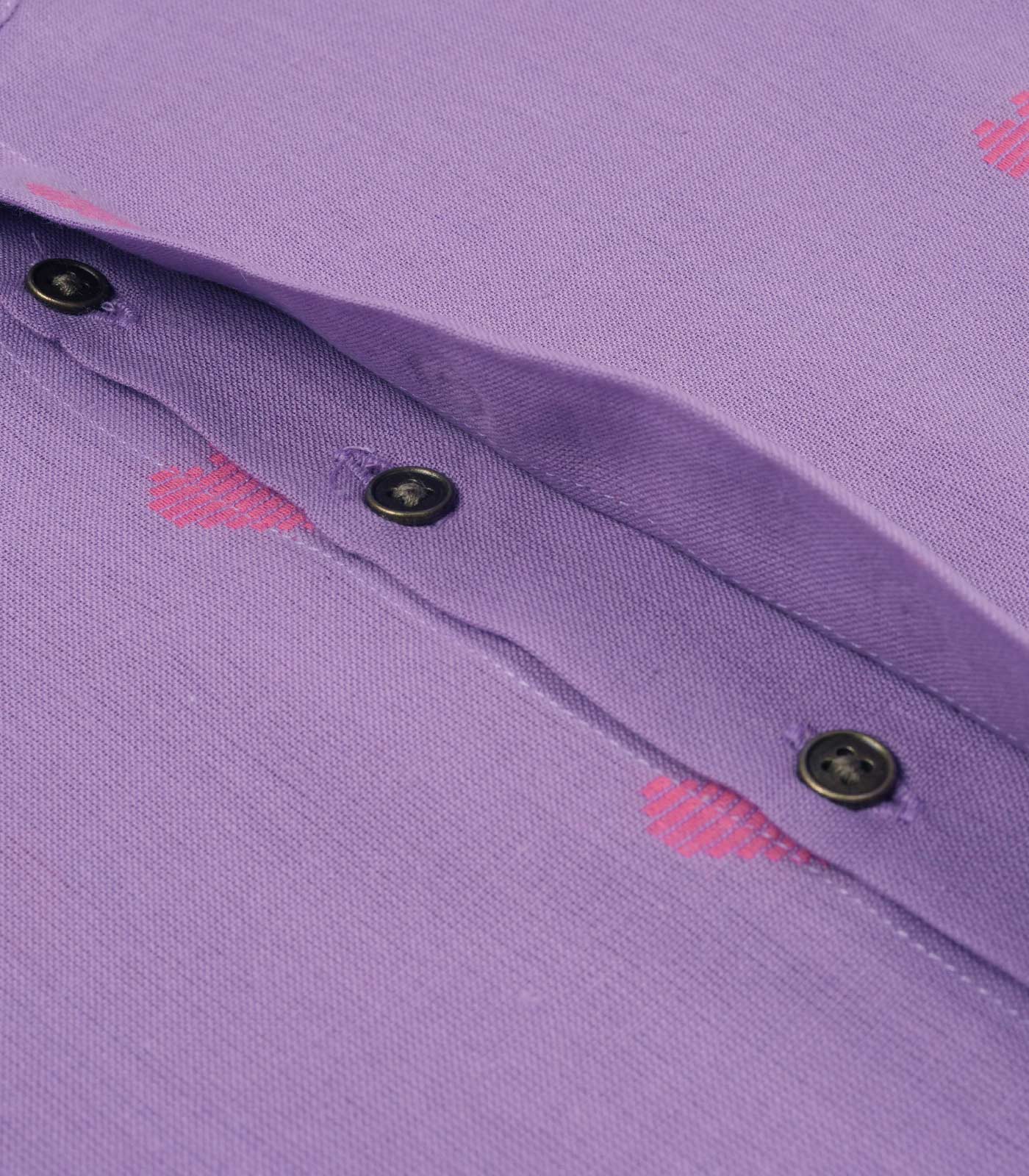 Mandarin Collar Casual Shirt – Purple Heart Print