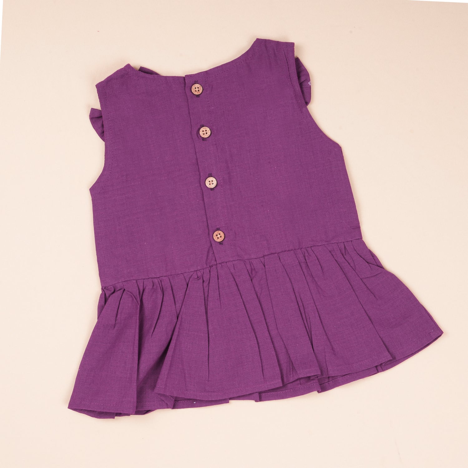 Purple Handloom Cotton Girls Peplum Top & Pant Set (1–6 Years)