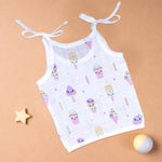 Boonbabies muslin knot jabla for babies, soft printed tie-up baby top in lightweight fabric for infants 0–6 months.