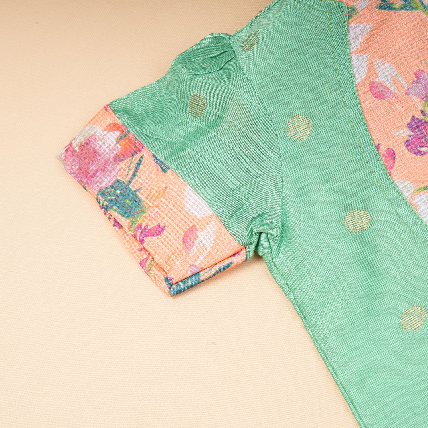 Mint floral ethnic skirt set for girls featuring a traditional top and skirt from Boon Babies, with colorful floral patterns.