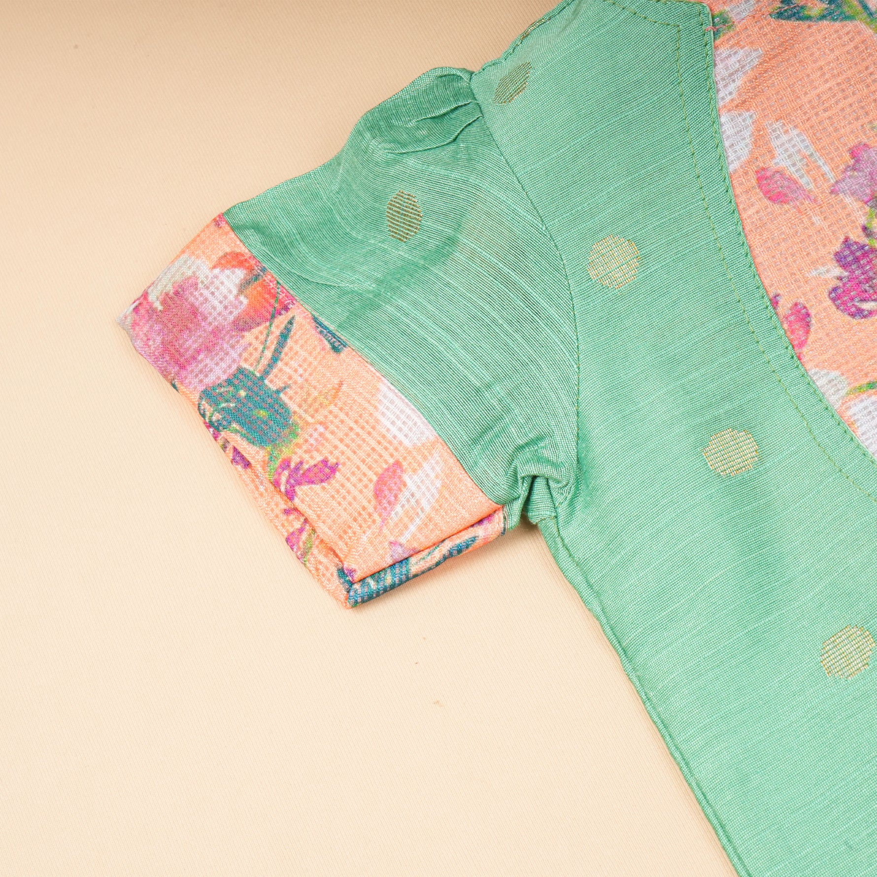 Mint floral ethnic skirt set for girls featuring a traditional top and skirt from Boon Babies, with colorful floral patterns.