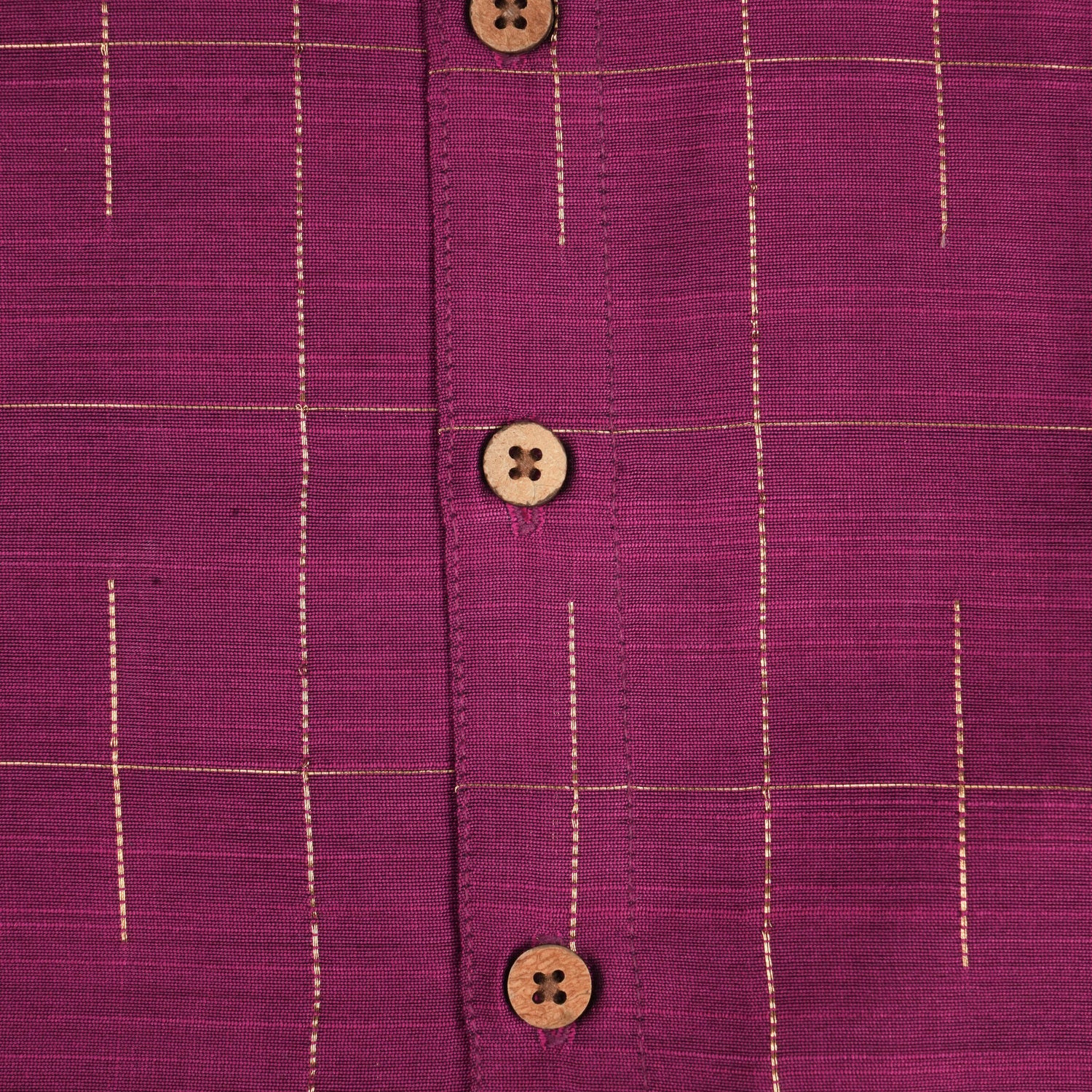 Boys Deep Magenta Silk Drop Line Checked Shirt & Dhoti Ethnic Set