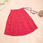 Girls floral pink ethnic top and pleated skirt set by Boon Babies, featuring colorful floral patterns and matching pleated skirt.